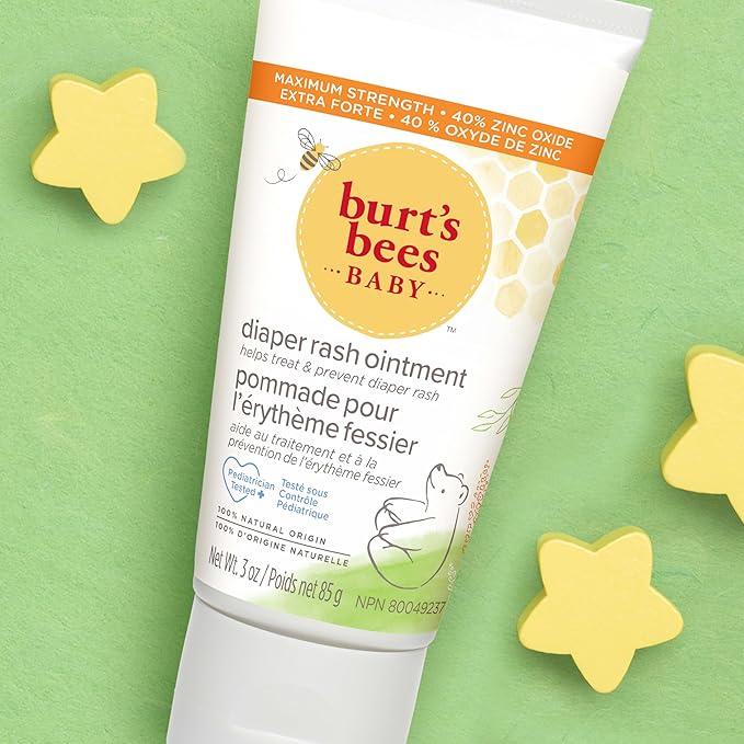 Burt's Bees Baby Diaper Rash Ointment, Maximum Strength, 40% Zinc Oxide, 100% Natural Origin, Pediatrician Tested, Net Weight 3 Ounces , Pack of 2