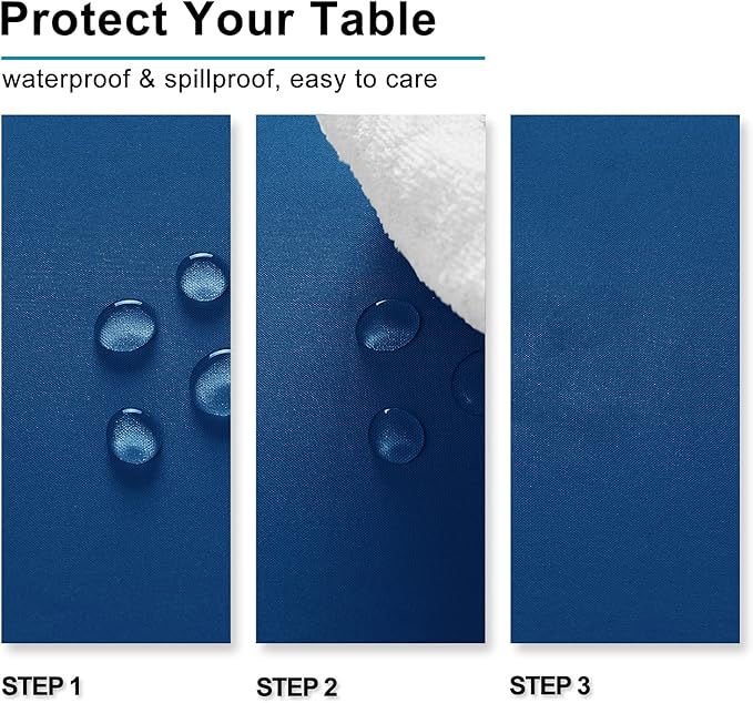 Hiasan Royal Blue Tablecloth Square - Waterproof and Washable Fabric Table Cloth for Card Tables, 30 x 30 Inch