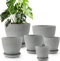 7.5/6.7/5.9/5.1/4.3/3.5 Inch Plant pots Flower Pots Indoor Outdoor,Indoor/Outdoor Flower Pots for Succulents, Herbs, Cactus - Modern Lightweight Durable Planter Set