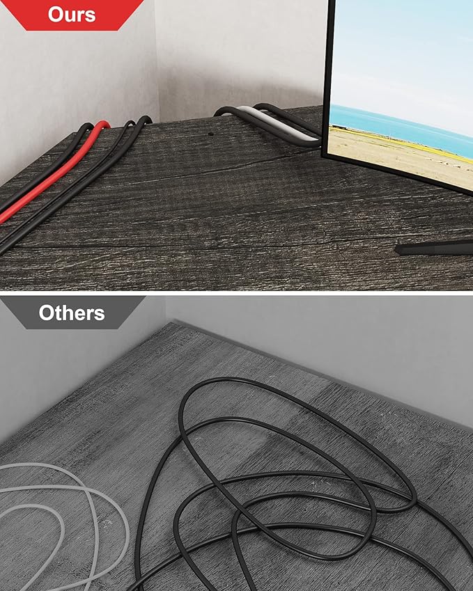 Teraves Modern L Shaped Desk with Shelves,64.84" Gaming Computer Desk for Home Office,Corner Desk with Desktop (Black Oak+Black Frame, Large+4 Tier Shelves)