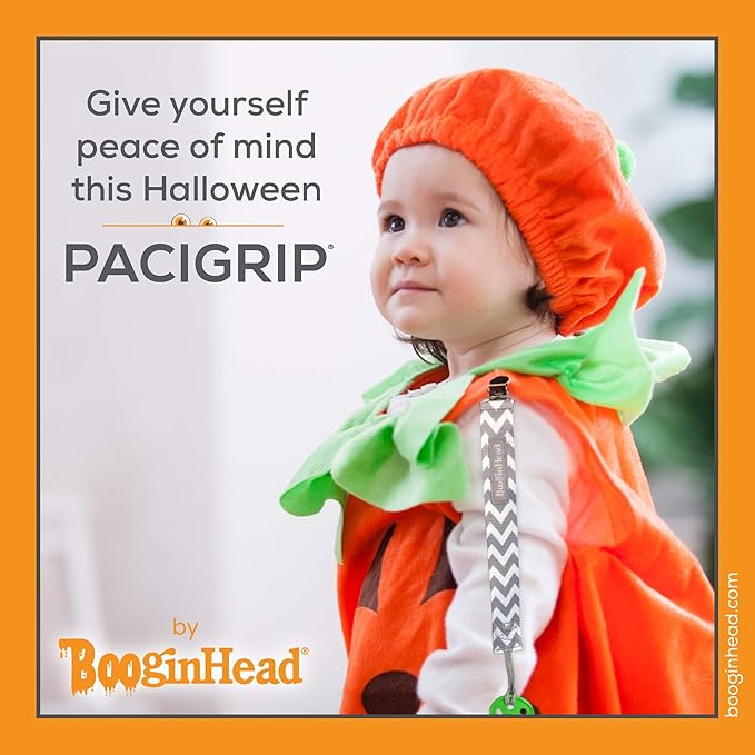 BooginHead Baby Newborn PaciGrip Pacifier Clip, Chevron Gray