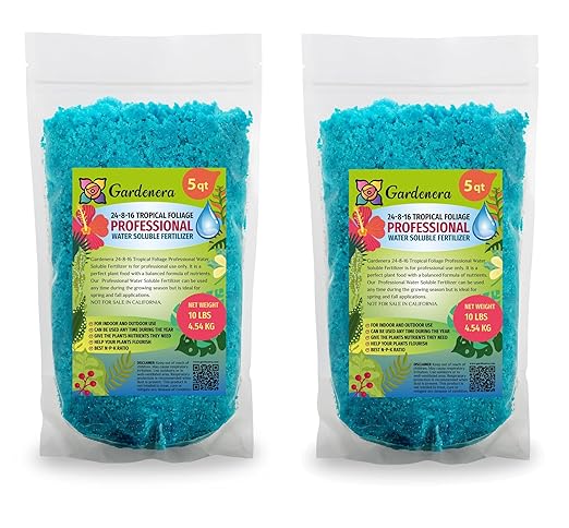 Premium 24-8-16 All Purpose Water Solubable Fertilizer for All Plants by Gardenera - Ideal for Flowers, Plants, Vegetables, Trees, Shrubs, Lawns and Houseplants - 10 Quart
