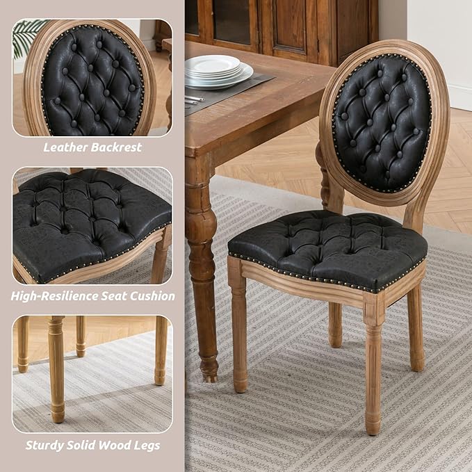 SoarFlash Kitchen Table and Chairs for 2, 31.5" Dining Table Set for 2 with French Dining Chairs, 3 Piece Round Kitchen Table Set, Dining Room Table Set for Small Space, Apartment
