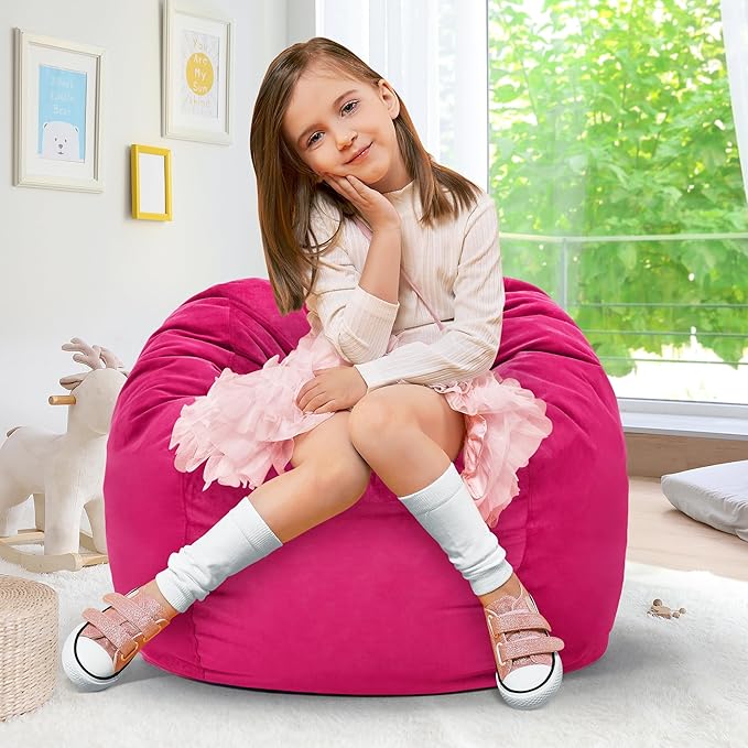Hobestluk Bean Bag Chairs 2.5FT Bean Bag Chair with Memory Foam Filled & Machine Washable Cover,Beanbag Chair, Small Bean Bag Chairs for Playroom, Living Room, Bedroom