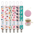 Babygoal Rabbit Pacifier Clips, 6 Pack Pacifier Holder Clips for Baby Boys and Girls Fits Most Pacifier Styles