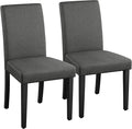 Yaheetech Dining Chairs Set of 2 Fabric Upholstered Parson Kitchen Chairs with Padded Seat and Solid Wood Legs for Dining Room/Restaurant, Dark Gray