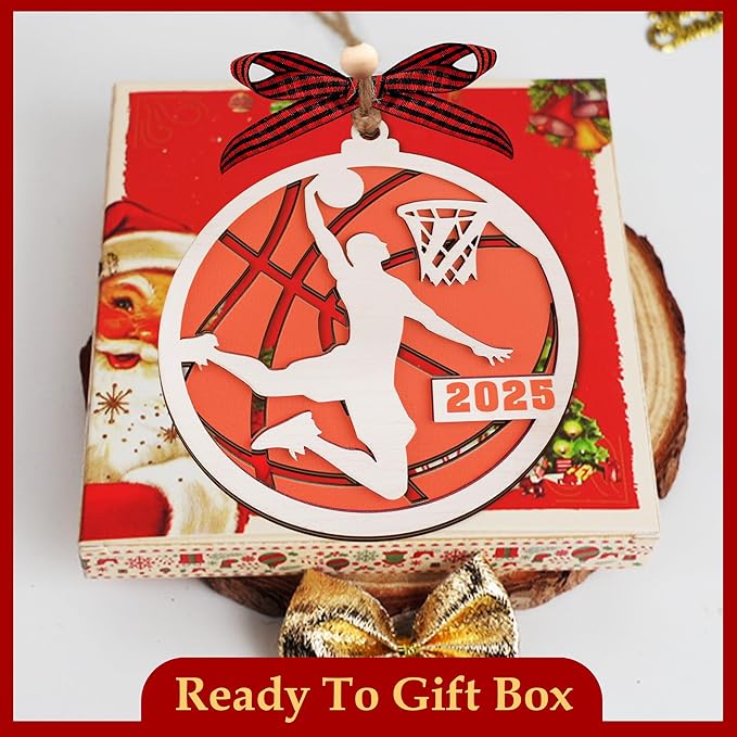 2 Layer Basketball Christmas Ornament 2025 - Cool Basketball Gifts for Boys, Girls, Men - Basketball Decor, Xmas Ornament, Sports Ornament - Fun Basketball Lovers Gift, Basketball Team Gifts