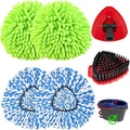 2 Microfiber Mop Head Refills and 2 Chenille Mop Pads, 1 Upgrade Scrub Brush 1
