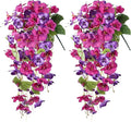 Artificial Hibiscus Fake Hanging Flowers Plants for Outdoors Spring Decoration, 2pcs Faux Silk Outside Hibiscus Long Trailing Vines Realistic UV Resistant for Front Door Planter Porch Patio Wedding