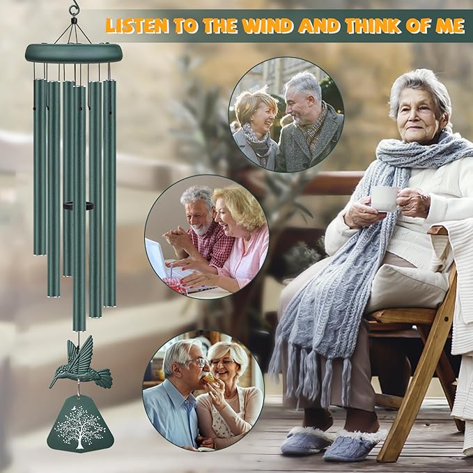 Sympathy Wind Chimes for Outside Deep Tone, Memorial Wind Chimes for Loss of Loved One Prime, Bereavement Condolence Remembrance Funeral Gifts for Grieving Friends Loss of Mother Father