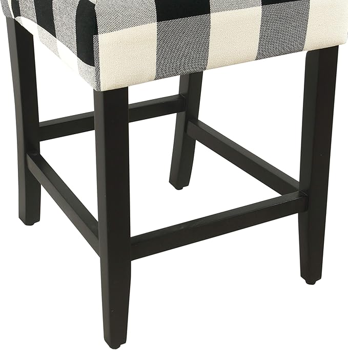 HomePop by Kinfine Fabric Upholstered Counter Height Barstool - 24-inch, Black and Cream Geometric