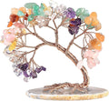 mookaitedecor Colorful Crystal Money Tree Agate Slice Base Feng Shui Bonsai Crystal Tree for Wealth Luck Desk Decor, 3-4 Inch High