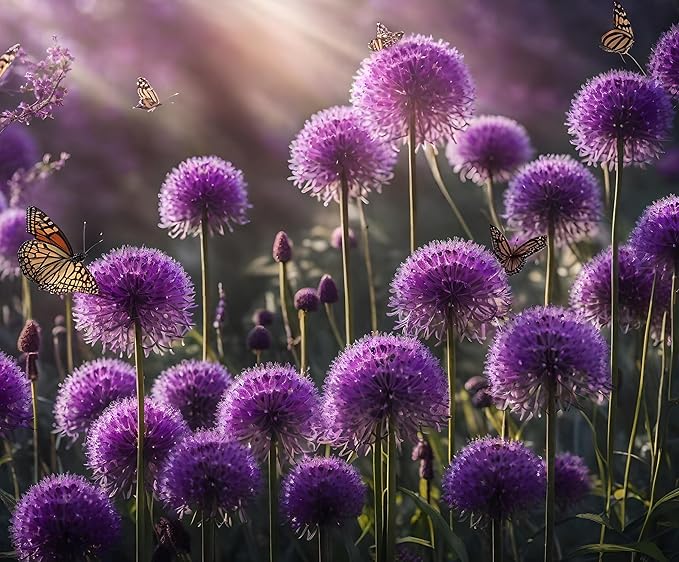 Purple Allium Bulbs for Planting - Easy to Grow Perennial Flowers, Top Size Bulbs, Large Spherical Blooms (10 Bulbs)