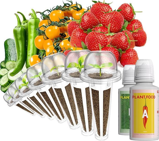 LYKOCLEAN Fruit Seed Kit for AeroGarden, iDOO Hydroponics Growing System Indoor Gardening, 7-Pod, Red Strawberry, Golden Cherry Tomato, Green Pepper, Cucumber, Dwarf Pea, Ruby QueenBeet, 350+ Seeds