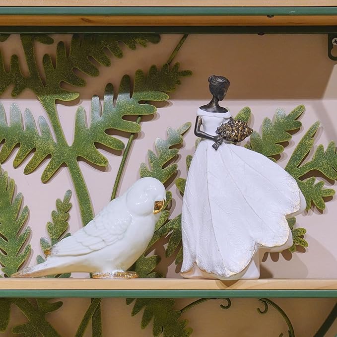 Guichifun Fairy Statue Collection Home Decoration - White Leaf Angel Girls Resin Home Decor for Outside or Inside Rustic Garden Grave Decorations for Cemetery Figurines Gift 5 x 3 x 7.5 Inch