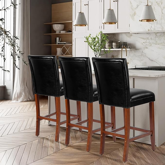 Homepop Home Decor | Classic Counter Height Bar Stools | 29 Inch Bar Stools | Decorative Home Furniture (Black) Single Pack