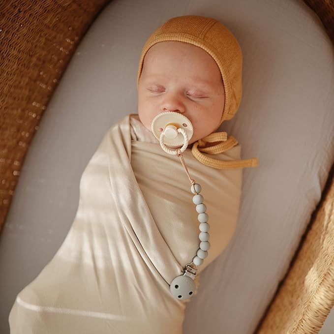 mushie 100% Silicone Baby Pacifier Clip BPA Free | Hera (Stone)