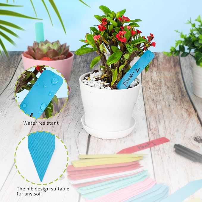 Plant Labels 500Pcs 4 Inch Plastic Plant Name Tags for Seedlings Garden Labels Markers Nursery Plant Tags Seed Labels for Outdoor Garden Plant Label Stakes with Permanet Marking Pen (Mix-Color)