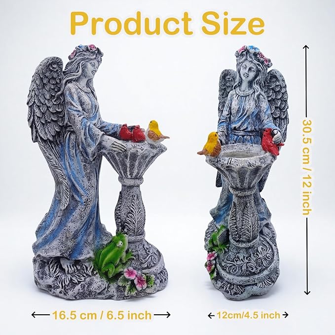 Mrocioa Solar Outdoor Garden Decor Angel Statue Light with Color Changing Birdbath, Waterproof Led Home Decor Figurine Lights for Yard Patio Front Porch, Housewarming Gifts for Thanksgiving Christmas