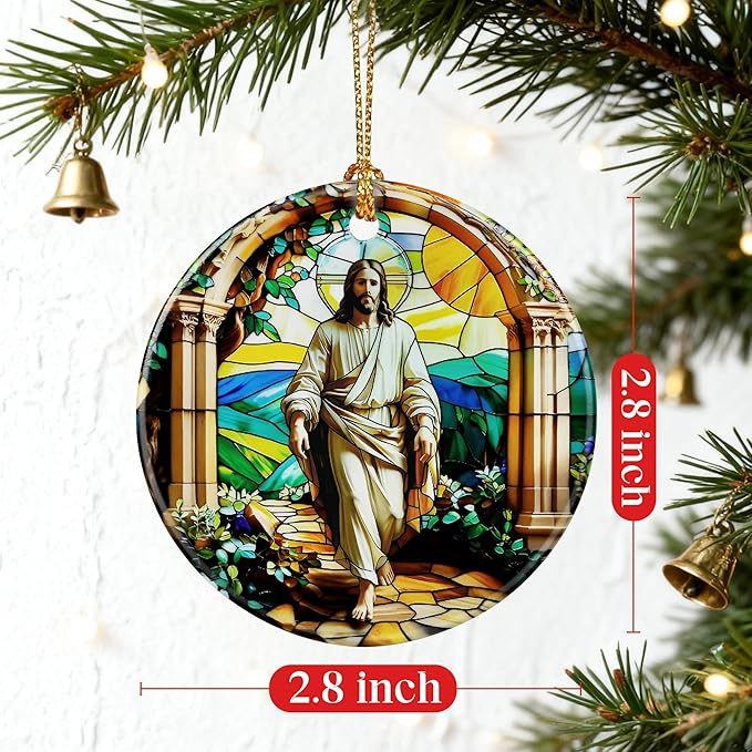 Jesus Ornament | Christian Christmas Ornaments, Religious Christmas Decorations, Hanging Ornaments for Tree | Christian Home Decor | Christian Gift, Religious Gift, Lord Jesus Gifts for Easter
