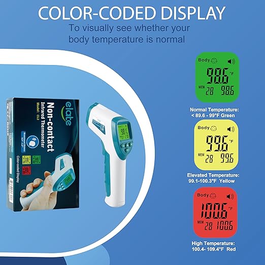 Elate Premium No Touch Forehead Thermometer for Babies and Adults | Bundle Pack