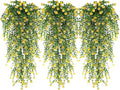 WEISPARK Artificial Hanging Flowers, 9pcs Fake Eucalyptus Vine Faux Flower Greenery Garland Plastic Plants for Indoor Outdoor Wall Garden Wedding Home Party Decor (9pcs Yellow)