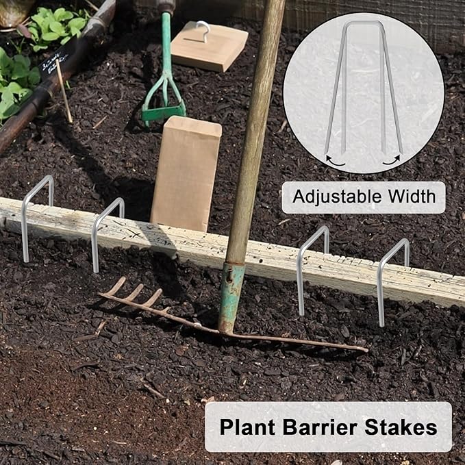AAGUT 100 Pack 6 Inch Landscape Staples 11 Gauge Garden Staples, Galvanized Heavy Duty U-Shaped Sod Pins,Yard Ground Lawn Fence Stakes for Weed Barrier Fabric Irrigation Tubing