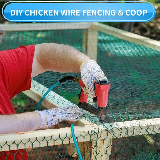 48'' x 150' Green Chicken Wire Fencing, 1 inch Chicken Wire and 20 Gauge Poultry Netting, Garden Mesh Fence Roll for Floral Arrangements/Crafts/Farm/Livestock/Pet Protection
