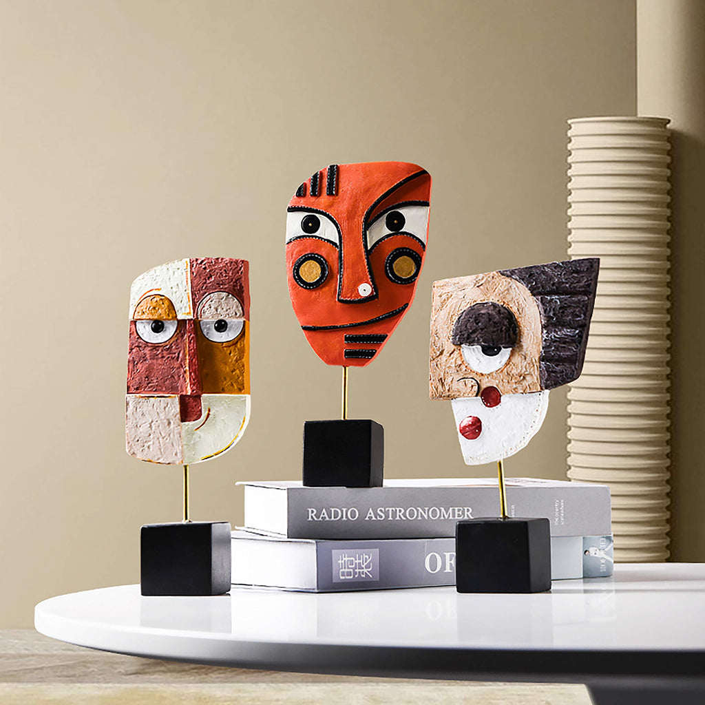 Wink - Handcrafted Statues Resin Abstract Sculpture for Home Decor Modern,African Art Tribal Figurines Decorations Items Accents Influencer Picks for Bookshelf,TV Stand,Living Room,Nightstand