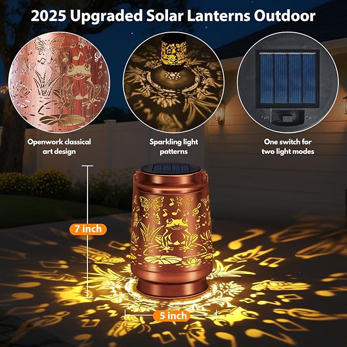 Solar Lantern Outdoor Lamp Waterproof Decorations Garden Decor, Christmas Birthday Gifts for Women, Mom, Grandma Decorative Garden, Yard, Patio, Lawn, Balcony Porch - Frog