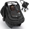 TinlyFinly Waterproof Car Seat Cover for Baby, 2-Layer Car Seat Rain Cover with Clear Window & Sunshade & Mesh Cover, Universal Infant Carseat Canopy for Stroller, Protect from Rain and Snow - Black