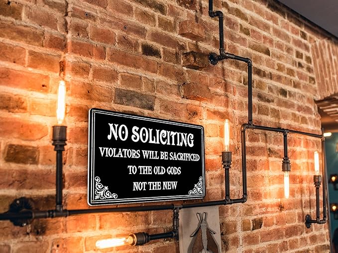 No Soliciting Sign - Funny Gothic Home Decor, Witchy Gifts - 12x8 Inch
