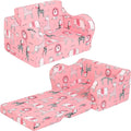 Pink Kids Sofa, 2-in-1 Kids Couch Fold Out, Convertible Sofa to Bed for Girls and Boys