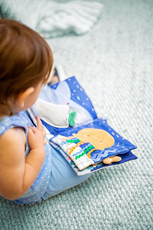 Stephen Joseph, Soft Fabric Book, Soft Activity Baby Book - 6 Sensory Filled Pages, Sensory Toys for Babies and Toddlers, Garden