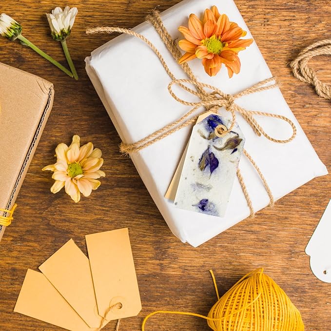 50Pcs Plantable Purple Seed Paper Tags with Wildflower Seeds, Writable & Plantable Gift for Moms, Plant Lover, Teachers, Ideal for Weddings, Baby Shower Favors, Memorial, & Celebrations