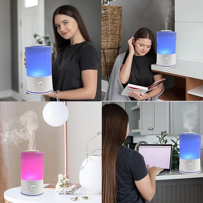 BlueHills Premium Set of Three Large 5000 ML, 4000 ML, and 2000 ML XL Essential Oil Diffusers Humidifier Combo for Large Room Home with Décor LED Lights Great Gift – White