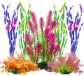 MyLifeUNIT Artificial Aquarium Plants, Plastic Fish Tank Plants for Aquarium Decorations, Pack of 7 (Style A)