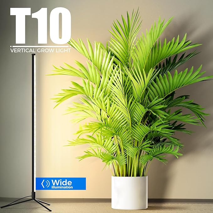 Barrina Grow Lights for Indoor Plants with Stand, 42W 169 LEDs Full Spectrum Wide Illumination Area, T10 Vertical Standing Plant Grow Light, 4FT Height with On/Off Switch and Tripod Floor Stand