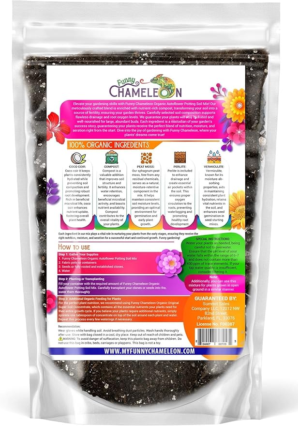 Organic Autoflower Potting Soil Mix – Ready-to-Use Living Soil, No Fertilizers Needed – Balanced Nutrients, Light Texture, Excellent Drainage, Boosts Germination & Root Growth (4 QUARTS)
