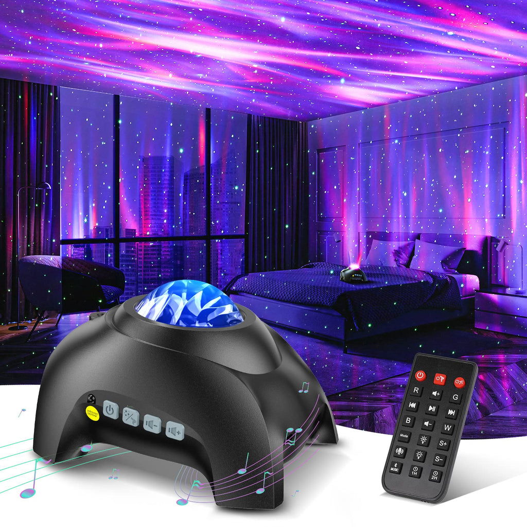 Northern Galaxy Light Aurora Projector with 33 Light Effects, LED Star Projector for Bedroom Nebula Lamp, Remote Control, White Noises, Bluetooth Speaker for Parties