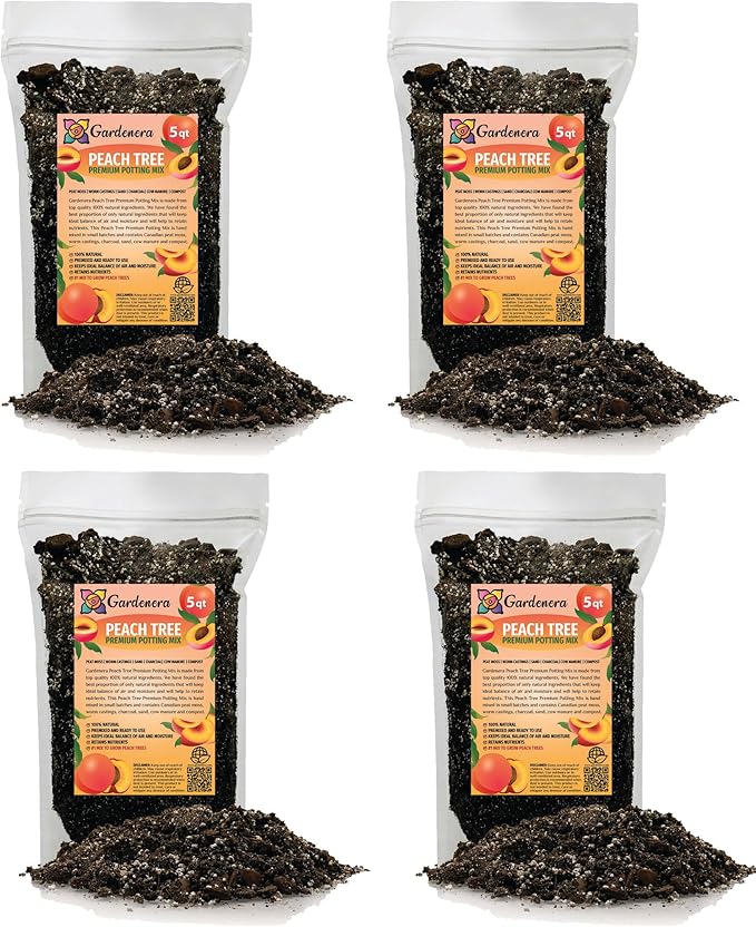 Gardenera Premium Peach Potting Soil Mix - Optimal Nutrient-Rich Blend for Thriving and Juicy Peaches - 20 Quart