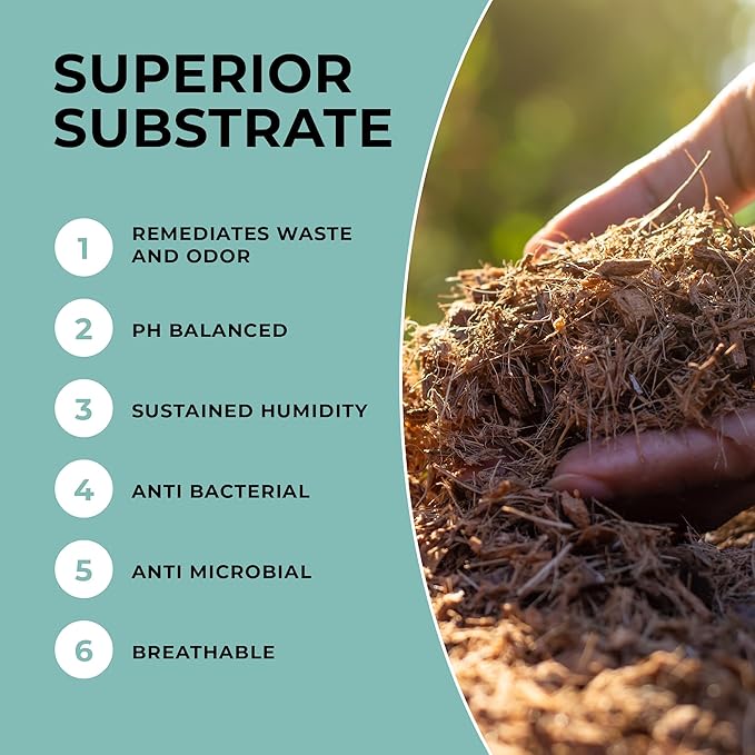 Mycelium Coco Coir Brick I Expandable Organic Coconut Fiber Substrate for Terrarium I Ideal for Reptiles Bedding, Nesting & Burrowing I OMRI Certified & Non-GMO Soil Alternative, 10lbs