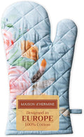Maison d' Hermine Oven Gloves 100% Cotton Oven Mitt 7" x 13" with Loop Heat Resistant, BBQ, Cooking Gloves, Baking, Grilling, Kitchen, Handling Hot Pans Spring/Summer (Pack of 1, Ibiza)