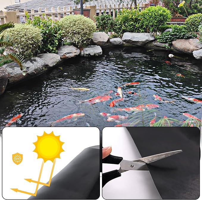 20 x 25 FT Pond Liner, 20 Mil Fish Pond HDPE Liner, Pond Liners for Outdoor Ponds, Koi Ponds, Garden Fountain, Waterfall