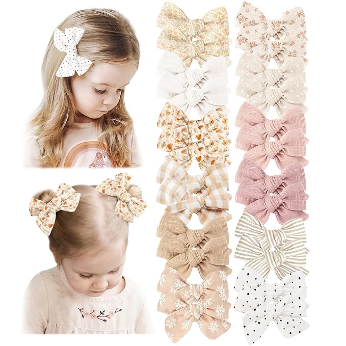 Niceye 24 PACK Baby Girl Hair Clips Set, Hair Bows Barrettes Handmade Accessories Alligator Clip for Babies Infant Toddlers Kids in Pairs