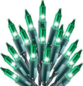 Holiday Essence - 100 Green Christmas Light Set String Lights with Green Wire Professional Grade Indoor and Outdoor Use Decorate Christmas Trees Bushes Fences Garden Party Patio Decor