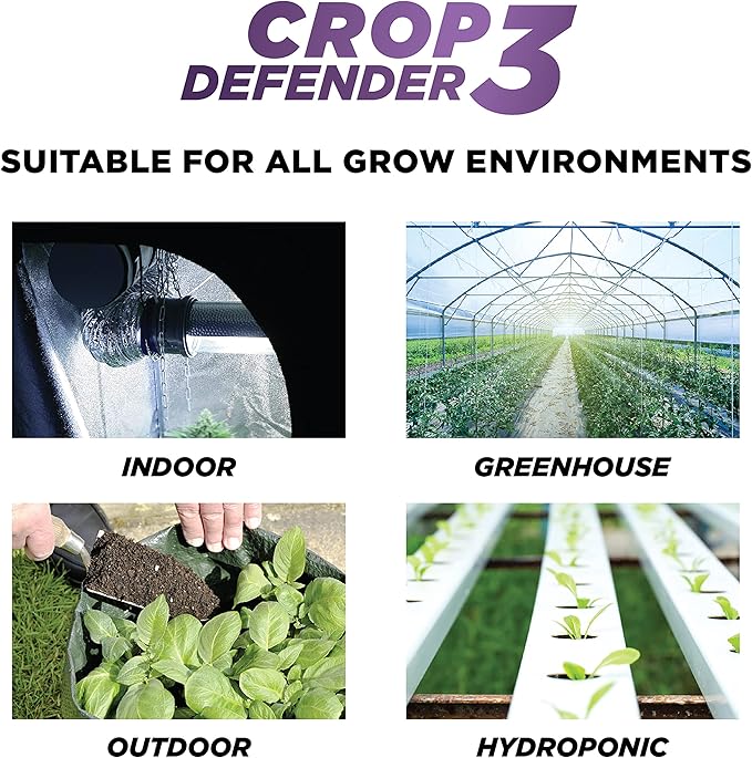 Grower's Ally Crop Defender 3 Ready-to-Use 24 oz | Natural, Safe & Organic Insecticide & Fungicide Control for Plants - Powdery Mildew, Spider Mites & Russet Mite Killer, OMRI Listed