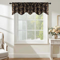 StangH Luxury Floral Printed Valance for Kitchen Window, Light Blocking Rod Pocket Velvet Drape Gold Scalloped Tier Curtain for Bedroom Living Room, W52 x L18, 1 Panel