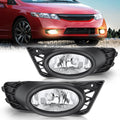 Nilight Fog Light Assembly Compatible with 2009 2010 2011 Honda Civic Sedan 4 Door with Clear Lens Fog Lamps Replacement H11 12V 55W Bulbs
