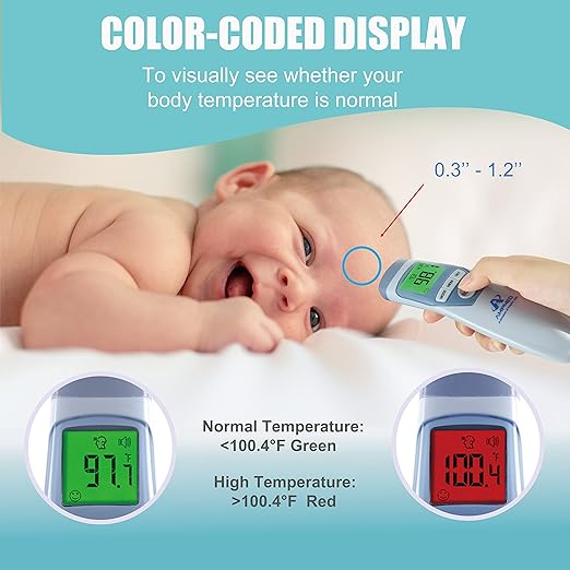 Amplim 2-Pack Hospital & Medical Grade Non Contact Digital Infrared Forehead Thermometer for Babies, Kids, and Adults. FSA HSA Eligible